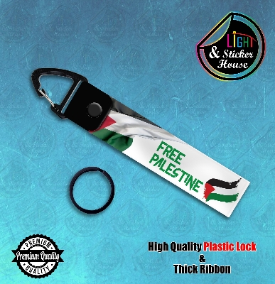 Picture of Key ring For Bike user ----Free Palestine - White---- Premium Quality & Plastic lock (Attachable to keys for bike, car, bag, home, and office keys)