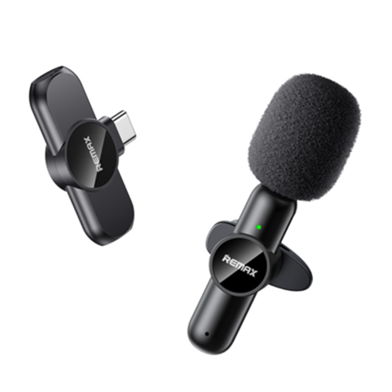 Picture of RE-MAX Ryusic Series K09 80mAh One-to-One Live-Stream Wireless Microphone - Type-C Black - Black