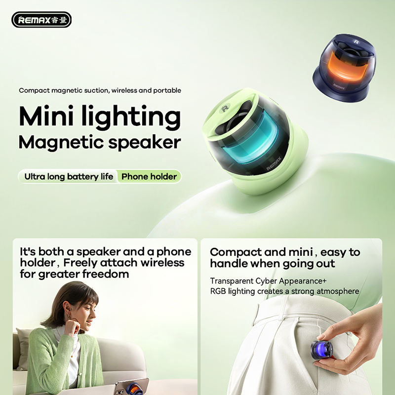 Picture of Remax Popular Bluetooth Small Speaker, Magnetic Light Speaker Portable with Bracket Desktop Home