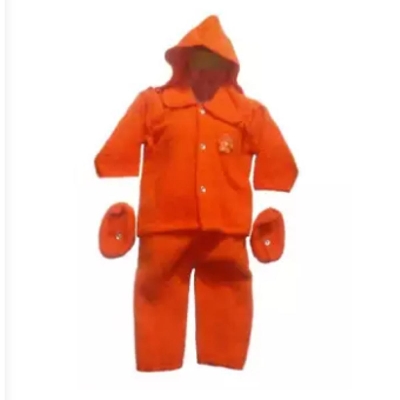 Picture of Woolen New Born Baby Winter Dress Set-Orange
