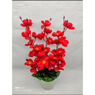 Picture of Artificial Plastic Plant -Cherry Blossom Flower Plastic Tub - Home Decoration Item - Home Decoration Item - artificial flower