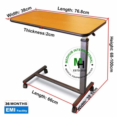 Picture of Wooden Overbed Table (Food Table) for Hospital - Khaki