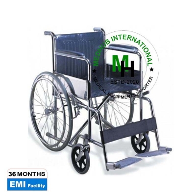 Picture of Wheel Chair with Braking System for Patient for Hospital/Home Use - Black,Body