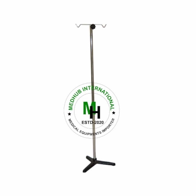 Picture of Stainless Steel Medium Size Saline Stand without Wheel for Hospital/Home Use - Silver