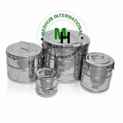 Picture of Stainless Steel Dressing Drum for Hospital/Home Use (Size- 12*15) - White