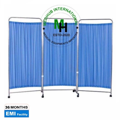 Picture of Stainless Steel 3 Part Bed Side Partition for Hospital Use (Screen Stand) - Blue