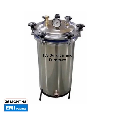 Picture of Autoclave Pressure Steam Sterilizer Machine Small Size (9*9) Double Drum Stainless Steel for Hospital/Home Use - Silver