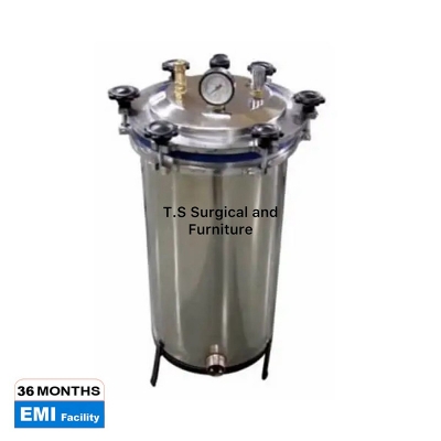 Picture of Autoclave Pressure Steam Sterilizer Machine Medium Size (10*12) Double Drum Stainless Steel for Hospital/Home Use - Silver