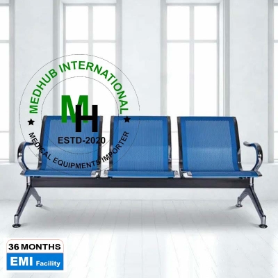 Picture of Stainless Steel 3 seater Weighting Chair for Hospital/Home Use - Blue