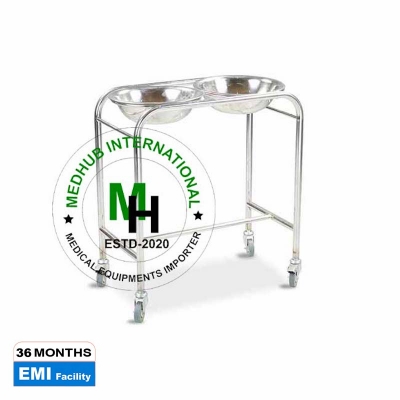 Picture of Stainless Steel Double Bowl Stand for Hospital Use without Bowls - Silver
