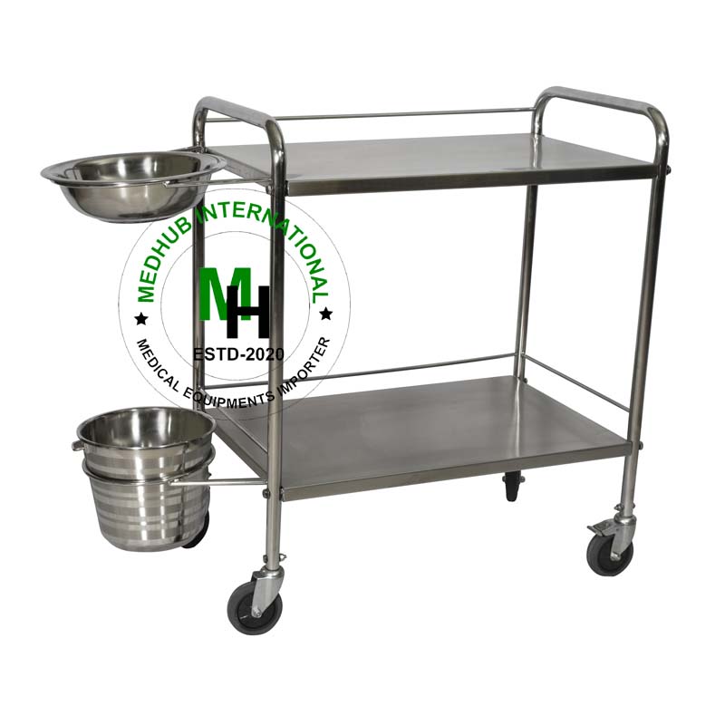 Picture of Stainless Steel Dressing Trolley without Bowl and Balti(Big Size) - Silver