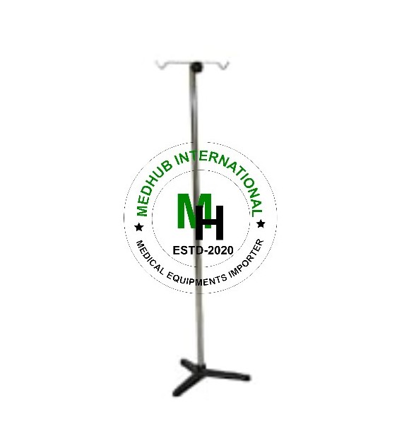 Picture of Stainless Steel Medium Size Saline Stand without Wheel for Hospital/Home Use - Silver