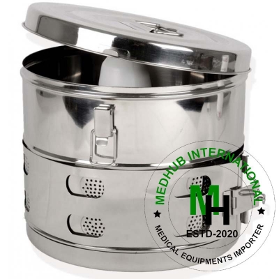 Picture of Stainless Steel Dressing Drum for Hospital/Home Use (Size- 12*15) - White