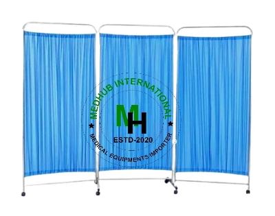 Picture of Stainless Steel 3 Part Bed Side Partition for Hospital Use (Screen Stand) - Blue
