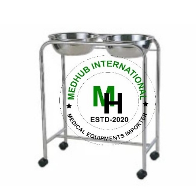 Picture of Stainless Steel Double Bowl Stand for Hospital Use without Bowls - Silver