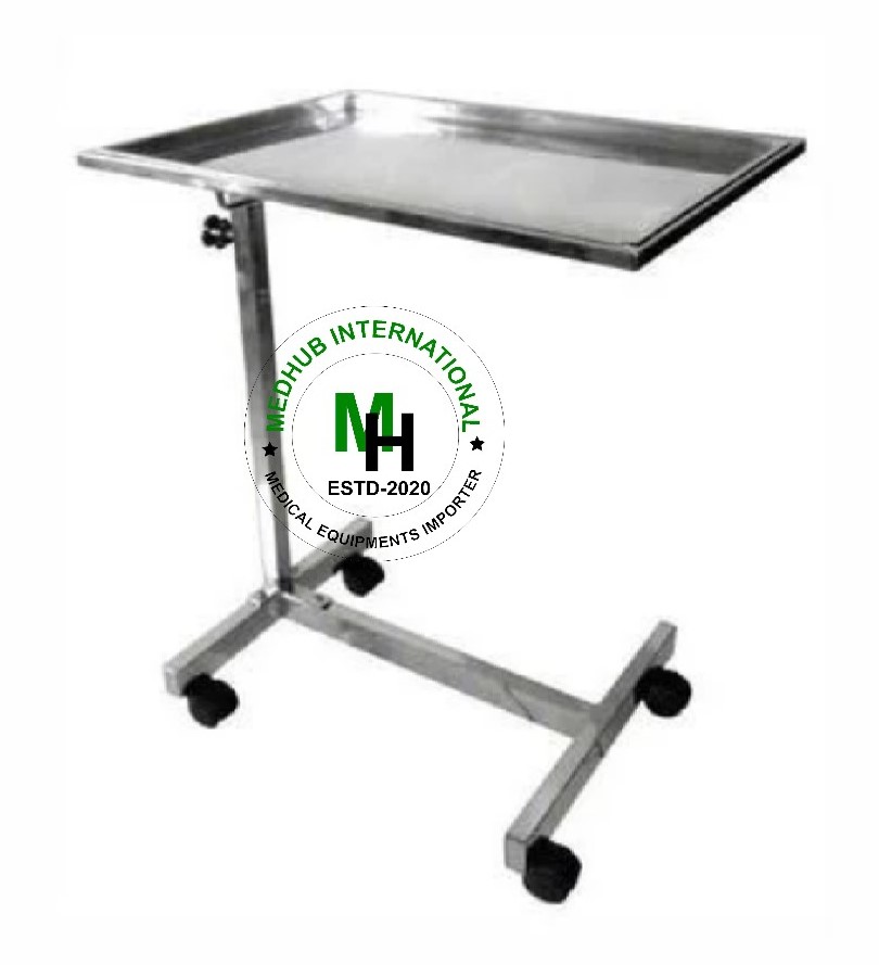 Picture of Stainless Steel Mayo's Trolley with Wheel for Hospital Use - Silver