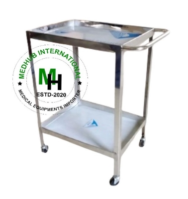 Picture of Stainless Steel (Size: 16*20)  Instrument/Medicine Trolley 2 Step (Medium) - Silver