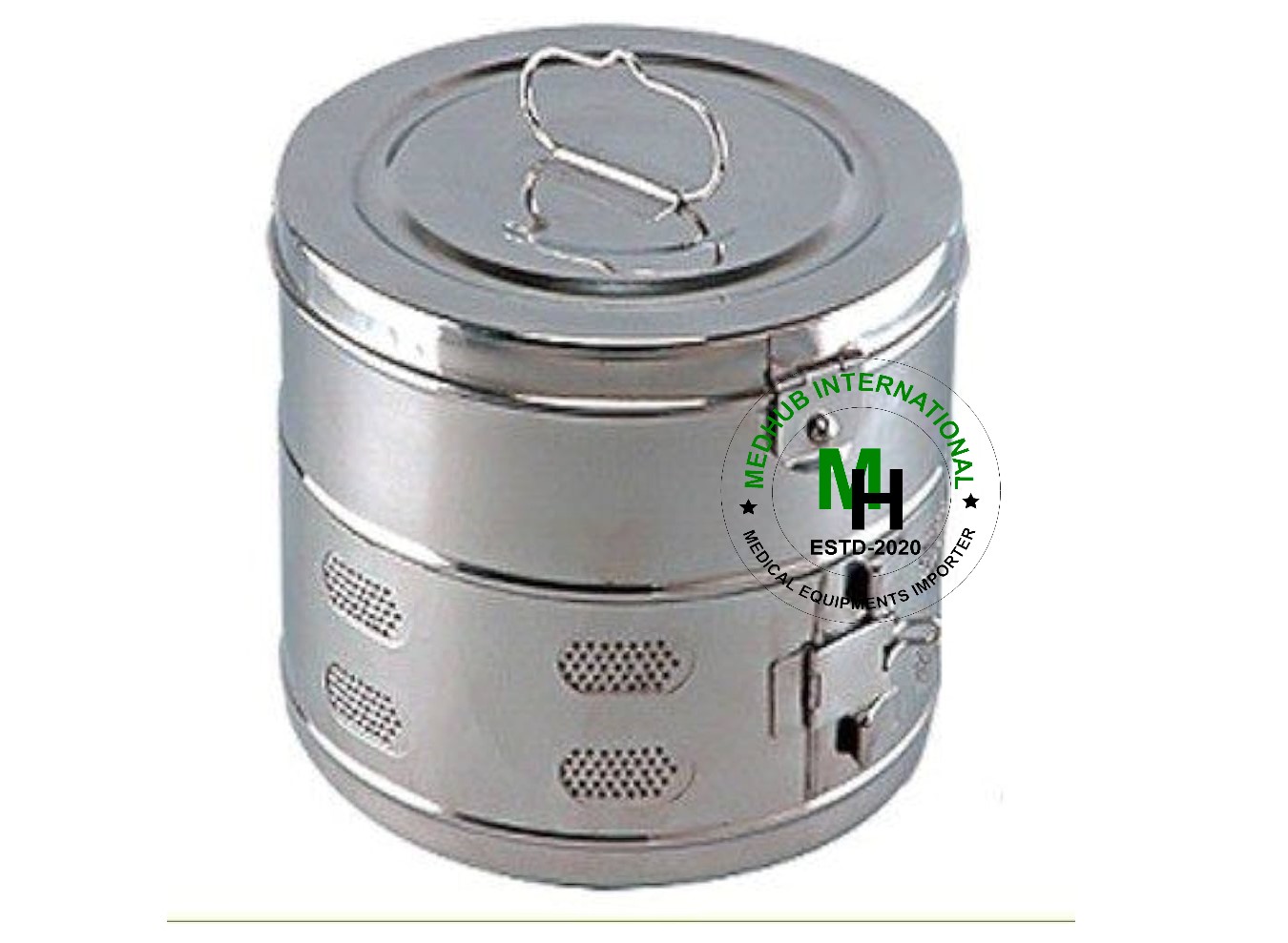 Picture of Stainless Steel Dressing Drum for Hospital/Home Use (Size- 12*15) - White