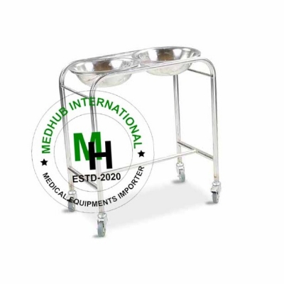 Picture of Stainless Steel Double Bowl Stand for Hospital Use without Bowls - Silver