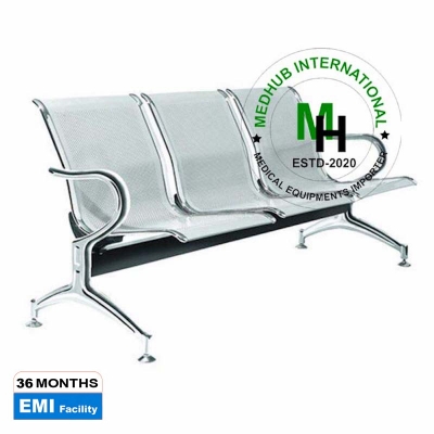 Picture of Stainless Steel 3 seater Weighting Chair for Hospital/Home Use - Light Ash