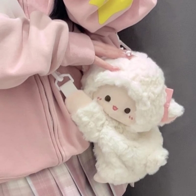 Picture of Pink Fluffy Lamb Plush Bag