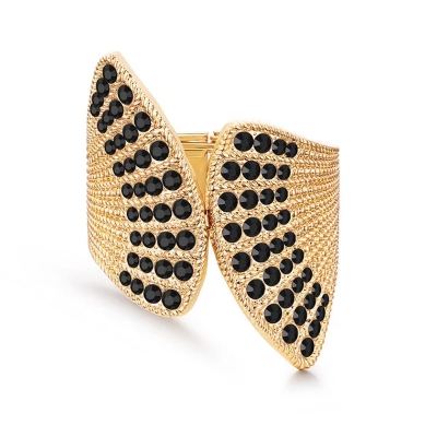 Picture of Luxury Gold-Tone Fan-Shaped Cuff Bracelet with Sparkling Rhinestones