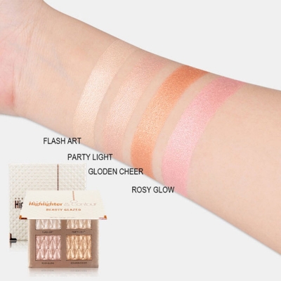 Picture of Beauty Glazed 4 Colors Highlighter Contour Palette Natural Glow Face Brighten s& Shades and Body Shading Shimmer Bronzer Powder Shimmer Glitter Illuminating Cheek Makeup
