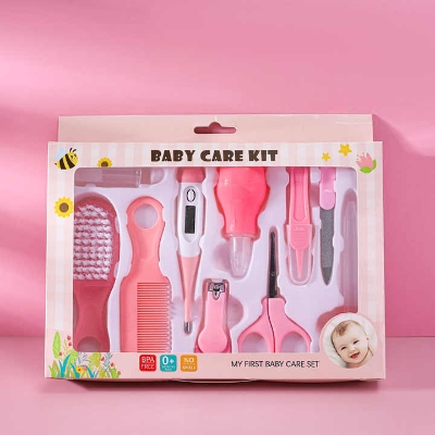 Picture of 10 in 1 Baby Healthcare and Grooming Kit Newborn Nursery Care Set for Newborn Infant Toddlers Baby Boys Girls Kids Pink Set