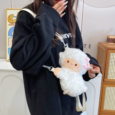 Picture of Pink Fluffy Lamb Plush Bag