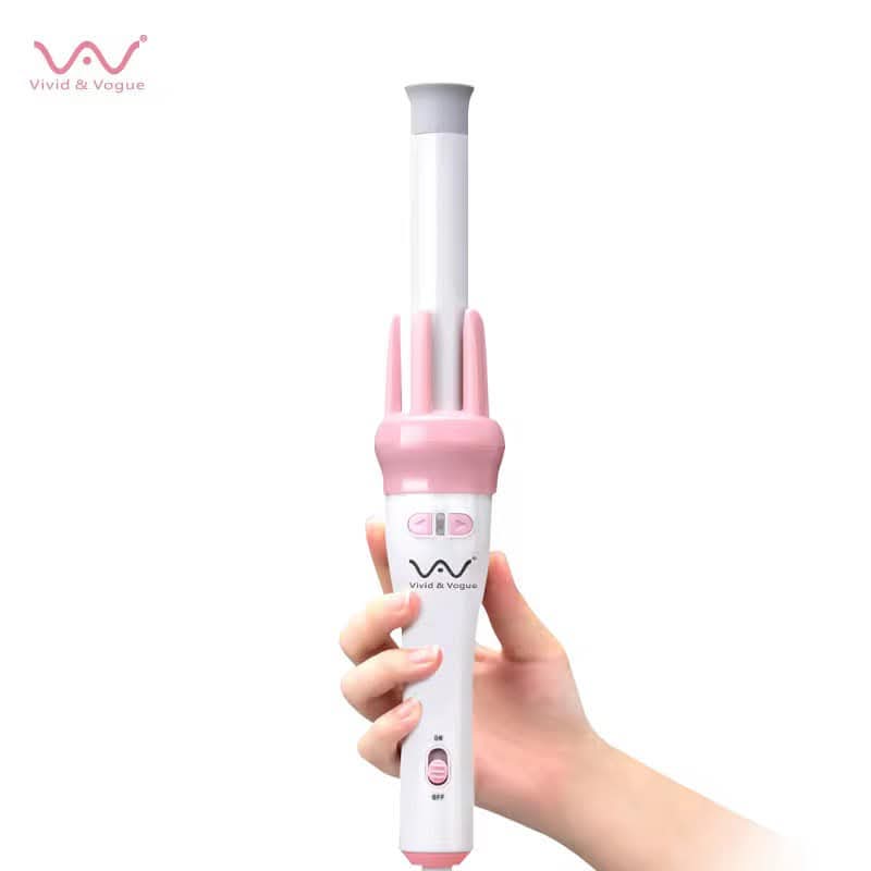 Picture of New Vivid & Vogue Ceramic Automatic Hair Curler & Roller Styling Tool in Baby Pink Color