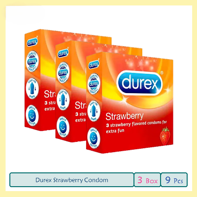 Picture of Durex - Strawberry Condom For Men- Combo Pack - 3 Packs - 3x3=9pcs Made in UK 100%