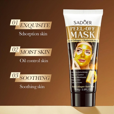 Picture of Sadoer Peel Off Mask, Gold Peel-Off Face Mask, Removal Gold Foil Peel Off Face Mask, Peel Off Face Mask Collagen