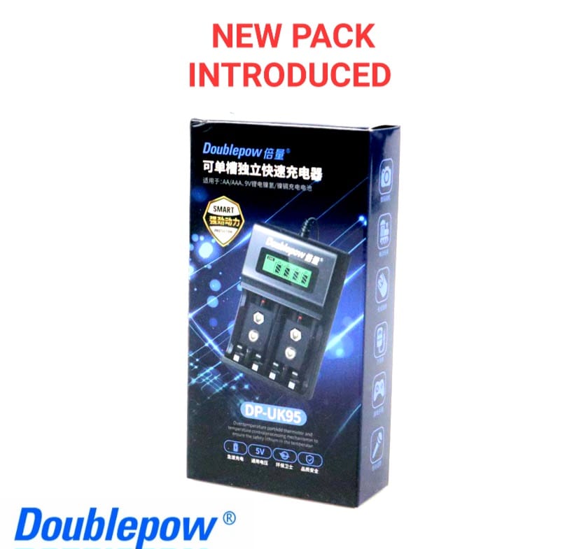 Picture of Doublepow UK-95 LED Display Smart Fast Charger with Full Charge Indicator & USB Portable Plug Connector for 1.2V  AA/AAA Size & Rechargeable 9V Ni-MH/Ni-Cd Battery - 1 Piece ( Black )