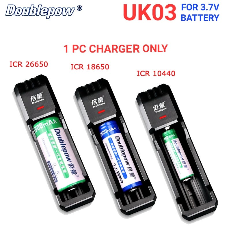 Picture of Doublepow UK03 Single Slot Rapid Charger for 3.7V 18650/26650/14500/18500/16340/10440 etc Lithium-ion Battery with Fast Charging Technology - 1 Piece ( Black )
