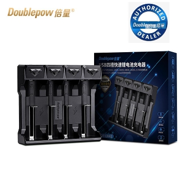 Picture of Doublepow UK41 4-Bay 3.7V Li-ion Battery Intelligent Smart Fast Charger With Full Charge Indication Facility Micro USB Powered Charger for 18650/18500/21700/26650/16340/14500/10440 etc Model Batteries - 1 Piece ( Black )