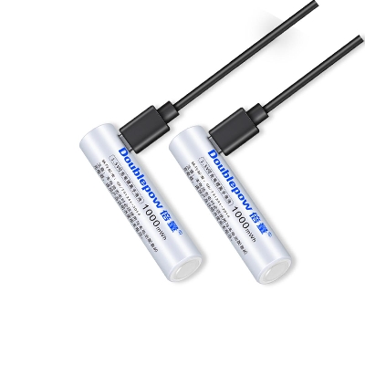 Picture of Doublepow AAA Size 1.5V 1000mWh High Capacity Li-ion Rechargeable Battery with Built-in Micro USB Charging Port & LED Indicator Facility (2 Pieces Pack) - High-Energy Replacement for Dry Cells 1.5V AAA Solutions - 2 Pieces ( White )