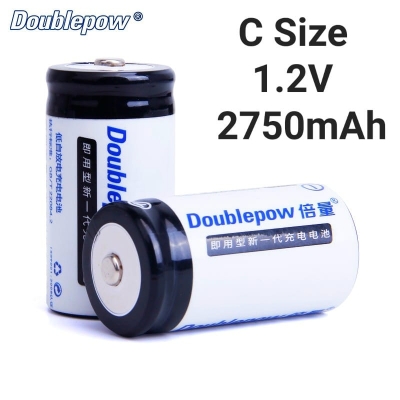 Picture of Doublepow C Size 1.2V 2750mAh Ni-Cd (AM2/MN1400/E93/LR14N/R14/UM2/HR14/LR15/U7522/KC) High Capacity Rechargeable Battery Pack - 2 Pieces ( Black )