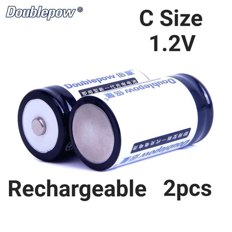 Picture of Doublepow C Size 1.2V 2750mAh Ni-Cd (AM2/MN1400/E93/LR14N/R14/UM2/HR14/LR15/U7522/KC) High Capacity Rechargeable Battery Pack - 2 Pieces ( Black )