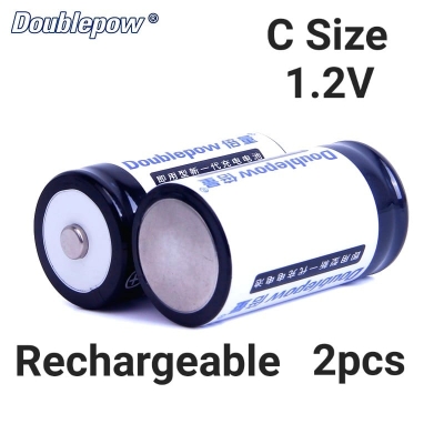 Picture of Doublepow C Size 1.2V 2750mAh Ni-Cd (AM2/MN1400/E93/LR14N/R14/UM2/HR14/LR15/U7522/KC) High Capacity Rechargeable Battery Pack - 2 Pieces ( Black )