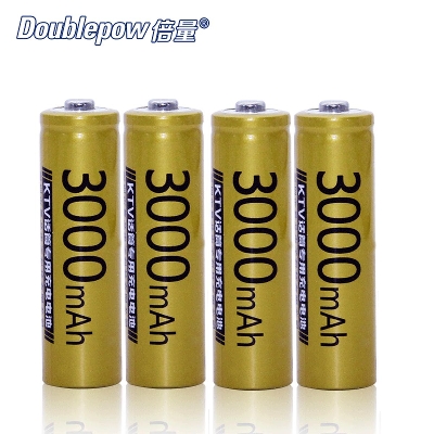 Picture of Doublepow AA Size 1.2V 3000mAh High Capacity Rechargeable Battery For Digital Camera, Toys & Household DC Electronics Devices - 4 Pieces (Charger Not Included) ( Gold )