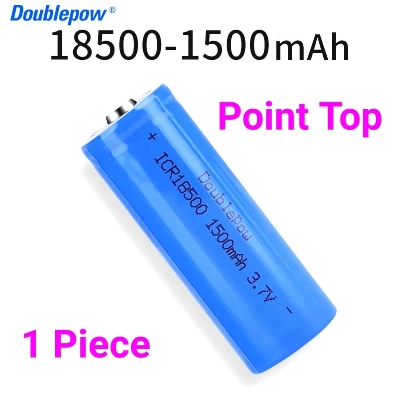 Picture of Doublepow ICR 18500 3.7V 1500mAh Li-ion Rechargeable Battery (Point Top) - 1 Pieces (Charger not included) ( Blue )