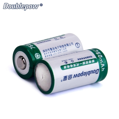 Picture of Doublepow 16340  3.7V 750mAh Rechargeable Lithium ion Battery (Point Top) - 2 Pieces (No battery charger included) ( Green )