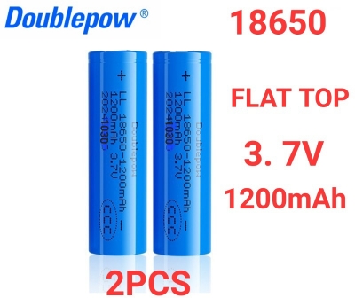 Picture of Doublepow 18650 3.7V 1200mAh LSD Li-ion Rechargeable Flat Head Battery - (2Pieces) (No Battery Charger Included) ( Blue )