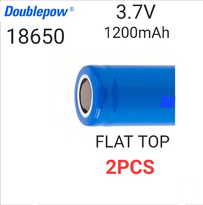Picture of Doublepow 18650 3.7V 1200mAh LSD Li-ion Rechargeable Flat Head Battery - (2Pieces) (No Battery Charger Included) ( Blue )