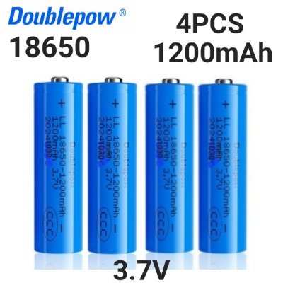 Picture of Doublepow 18650 3.7V 1200mAh LSD Li-ion Rechargeable Pointed Head Battery - 4 Pieces (Charger Not included) ( Blue )