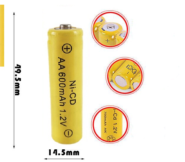Picture of Rechargeable Battery AA 1.2V 600mAh for Hair Clipper/ Beard Trimmer (2 piece) ( Yellow )