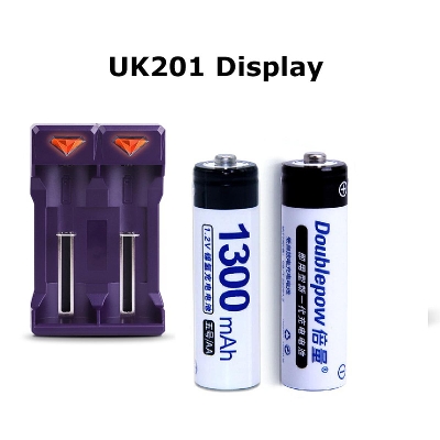 Picture of Doublepow UK201 1.2V Ni-MH/Ni-Cd Battery Charger with 2 Pieces 1.2V  AA 1300mAh Rechargeable Battery combo Pack ( Black )