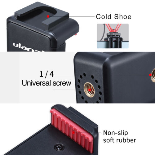 Picture of Ulanzi ST-07 Adjustable Phone Holder Vlog Phone Clip with 1/4 Inch Screw Hole Extending Cold Shoe for 5.6-8.3cm Width Smartphone