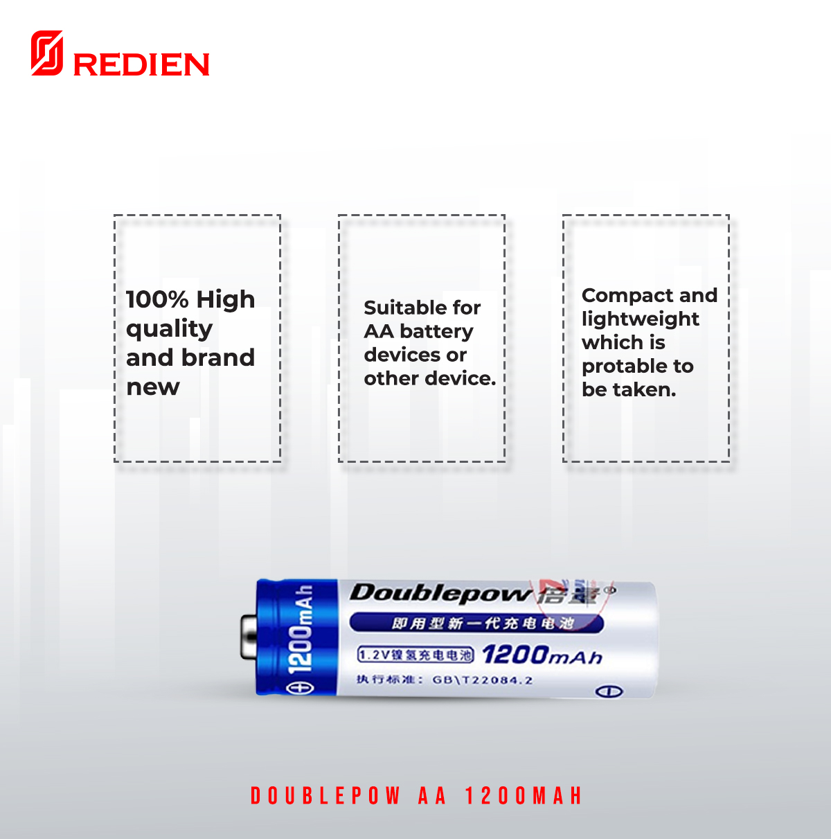 Picture of Enhance Your Trimmer with Doublepow AA Size 1.2V 1200mAh Ni-MH Rechargeable Battery: Enjoy 1200 Cycles of Reliable Performance - 2 Pieces (No Battery Charger Included) ( Blue )