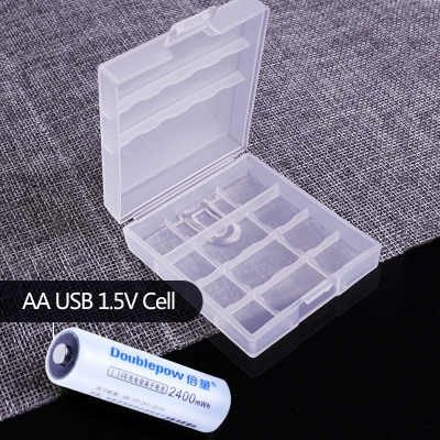 Picture of Doublepow AA Size 1.5V 2400mWh Li-ion Rechargeable Battery with Built-in USB Type-C Fast Charging & LED Indicator Facility - 4 Pieces Pack ( White )